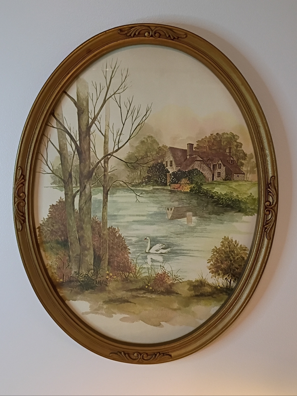 Vintage Homco Cottage Core Framed Water Color Print